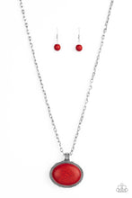 Load image into Gallery viewer, Sedimentary Colors Red Necklace and Eco Trip Red Earrings SET
