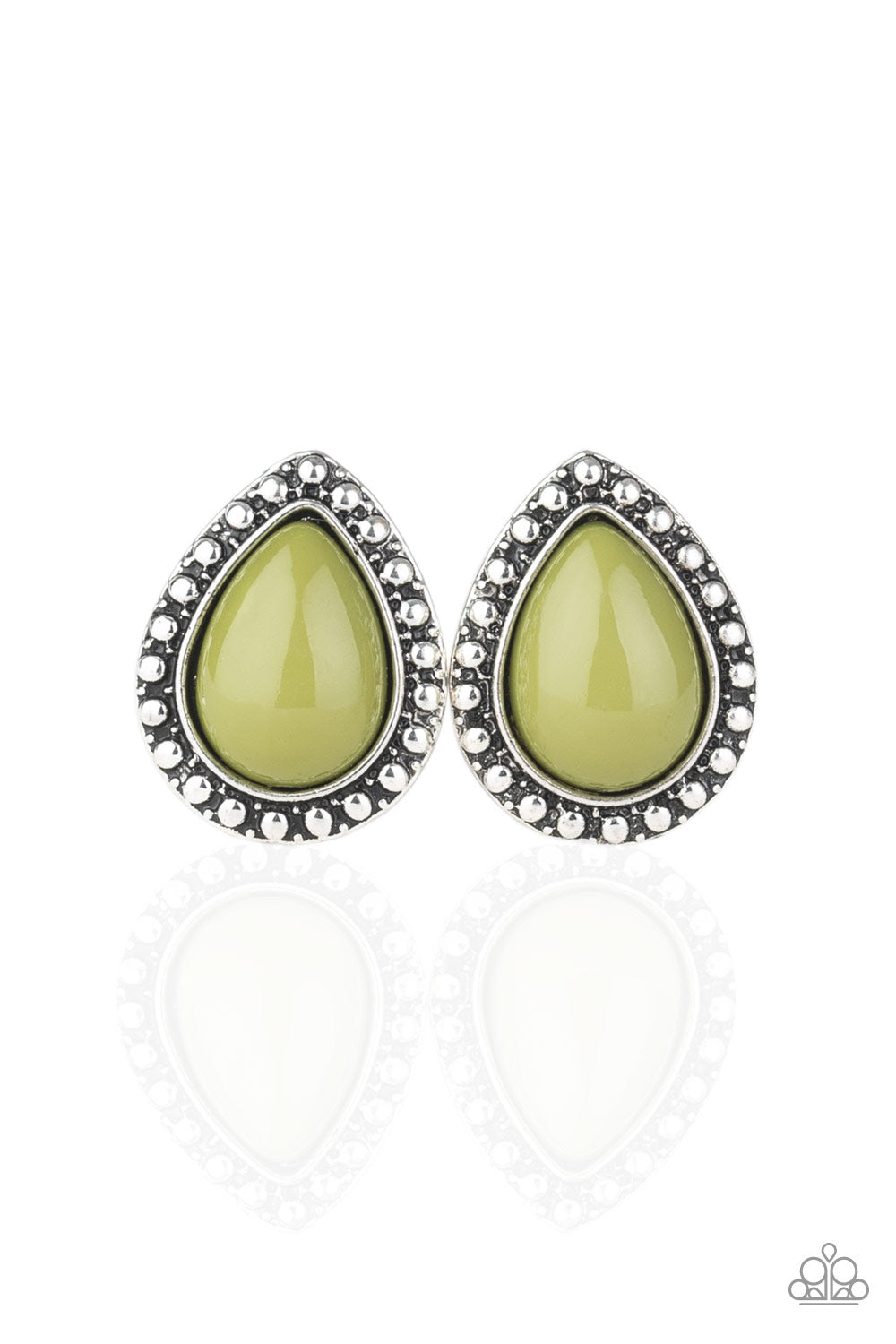 Boldly Beaded Green Post Earring