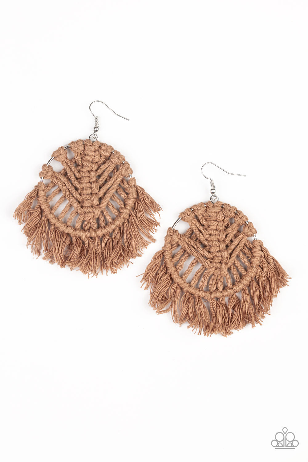 All About Macrame Brown Earrings